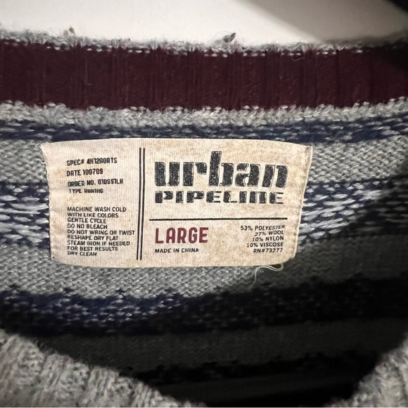 Urban Pipeline Sweater Gray Knit Cotton Acrylic Long Sleeve Men’s L - Picture 4 of 4